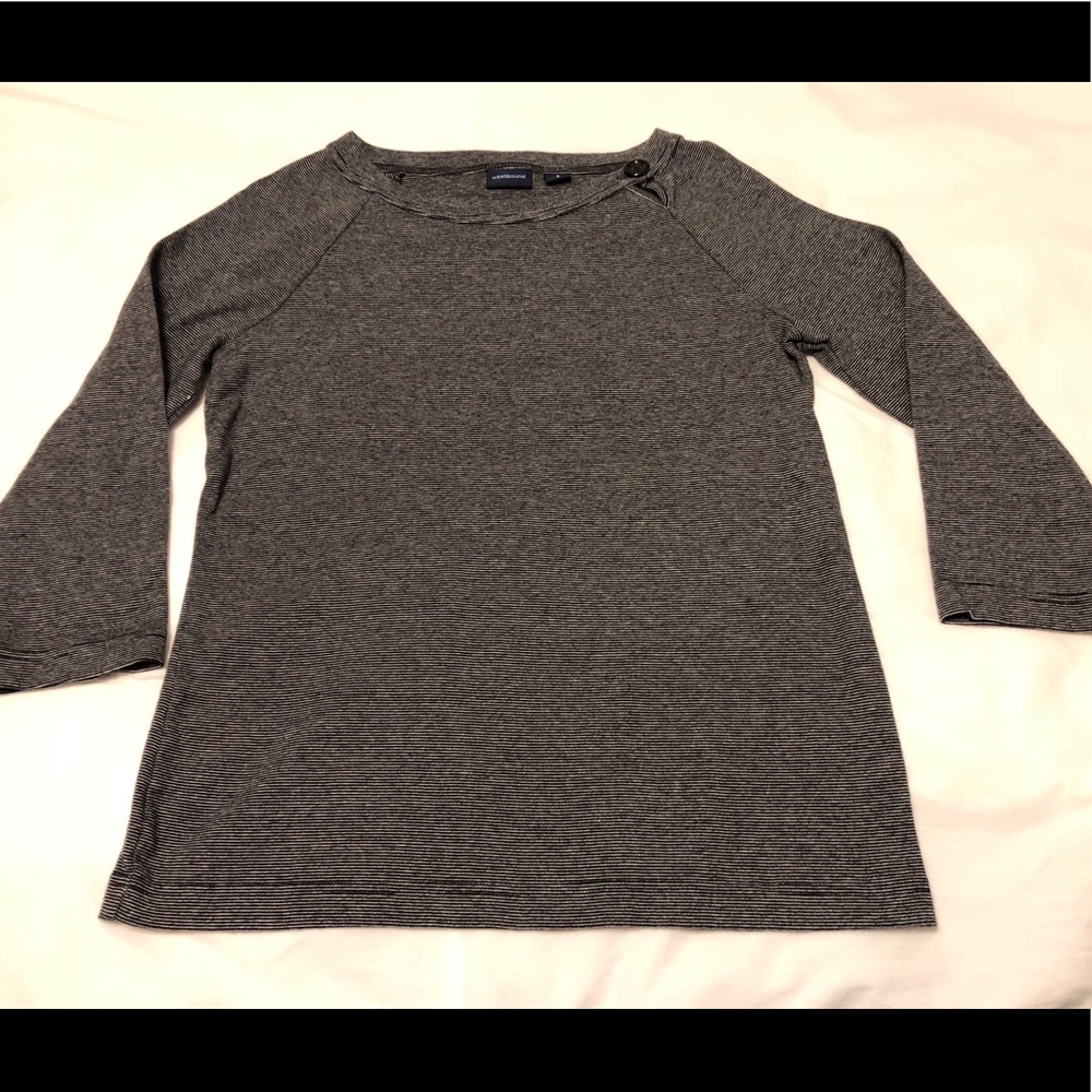 Westbound Black and White stripe top 3/4 Sleeve